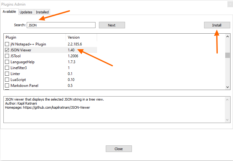 Notepad++ JSON formatter Plugin (JSONViewer) (How) Download, Install