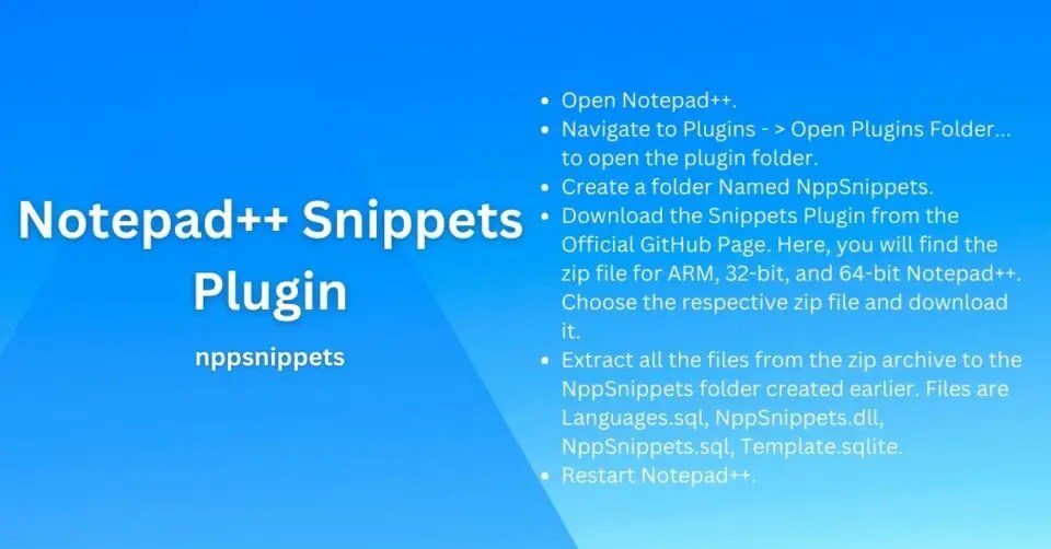 Notepad++ Snippets Plugin (nppsnippets) Download, Install and Use