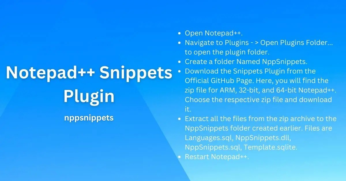 Notepad++ Snippets Plugin (nppsnippets) Download, Install and Use
