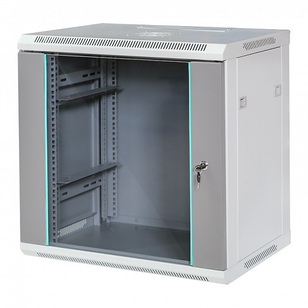 Rack 12U 19", wallmounted, glass door, 600 x 600 x 450mm