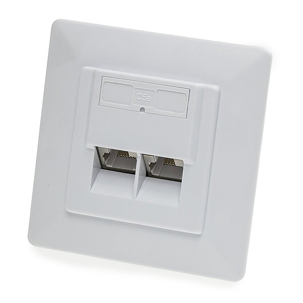 Wall plate mount box, cat. 5e, 2x RJ45, STP