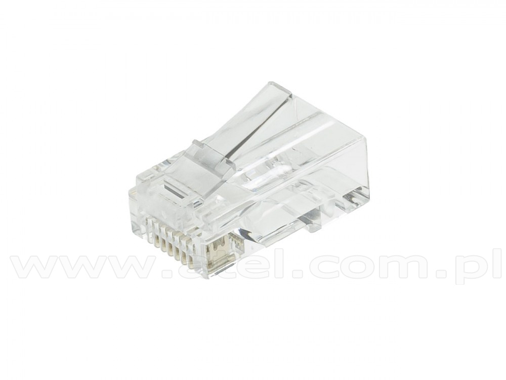 Modular male connector, 8P8C (RJ45), round, solid, cat. 5e