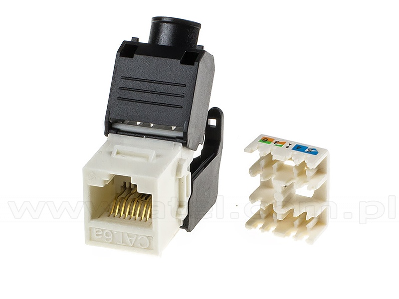 Keystone connector 8p8c, unshielded, cat. 6A, 90°, white