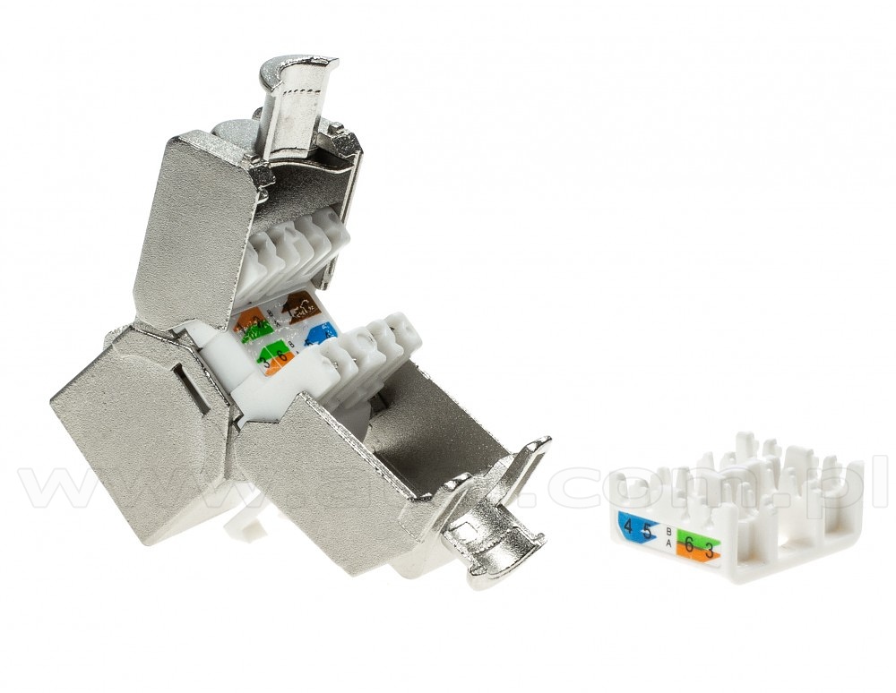 Keystone connector 8p8c, shielded, cat. 6A, toolless