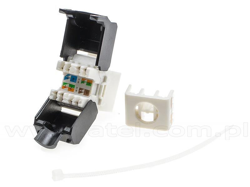 Keystone connector 8p8c, unshielded, cat. 6A, 90°, white