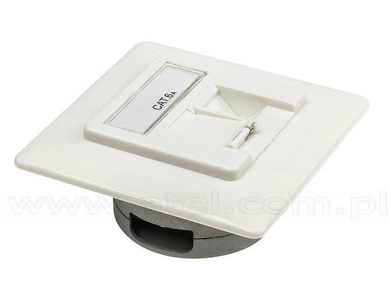 Wall plate mount box, cat. 6A, 1x RJ45, FTP