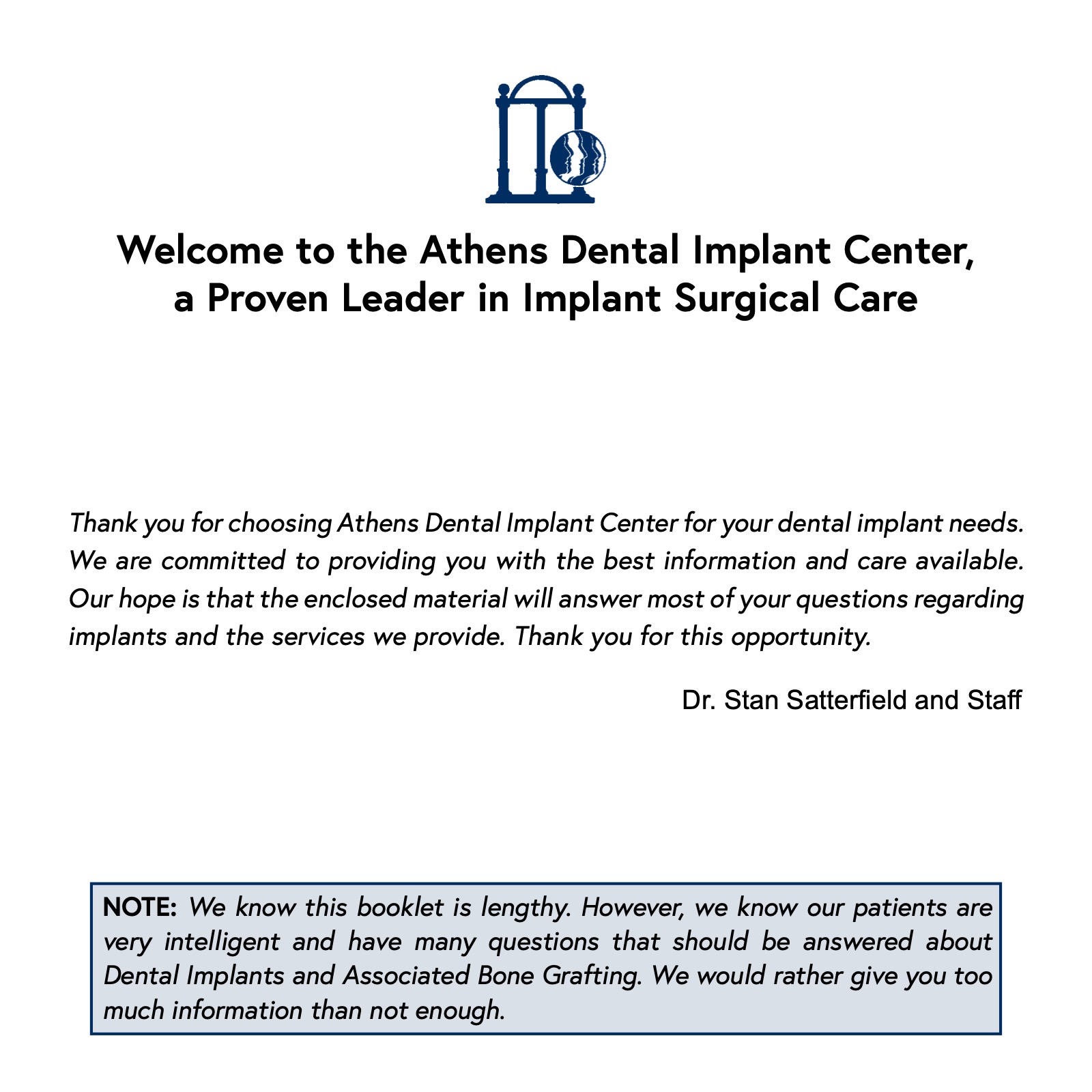 Patient's Guide to Dental Implants ATHENS DENTAL IMPLANT CENTER