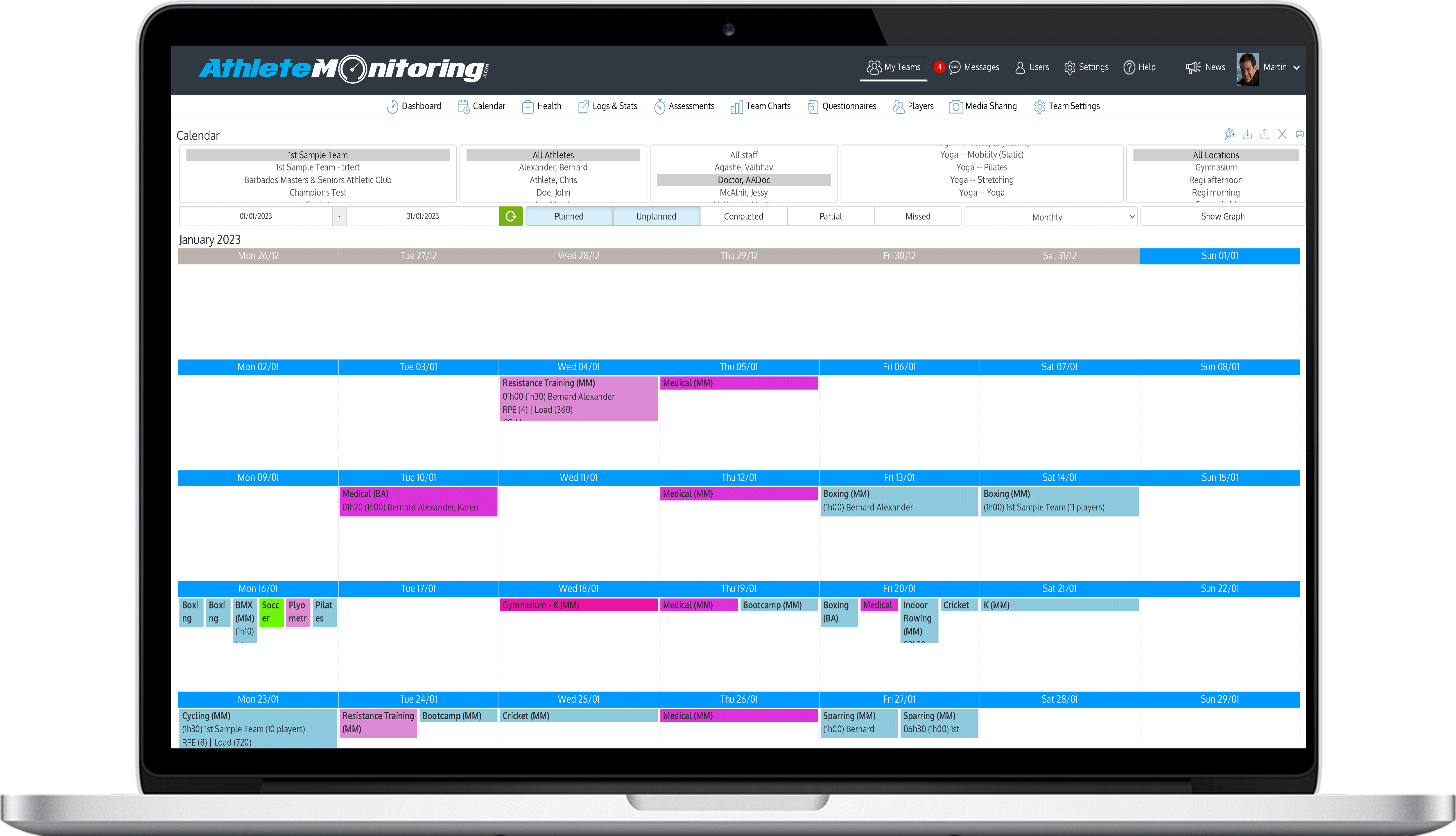 Athlete Health Management platform,Electronic Medical Records system