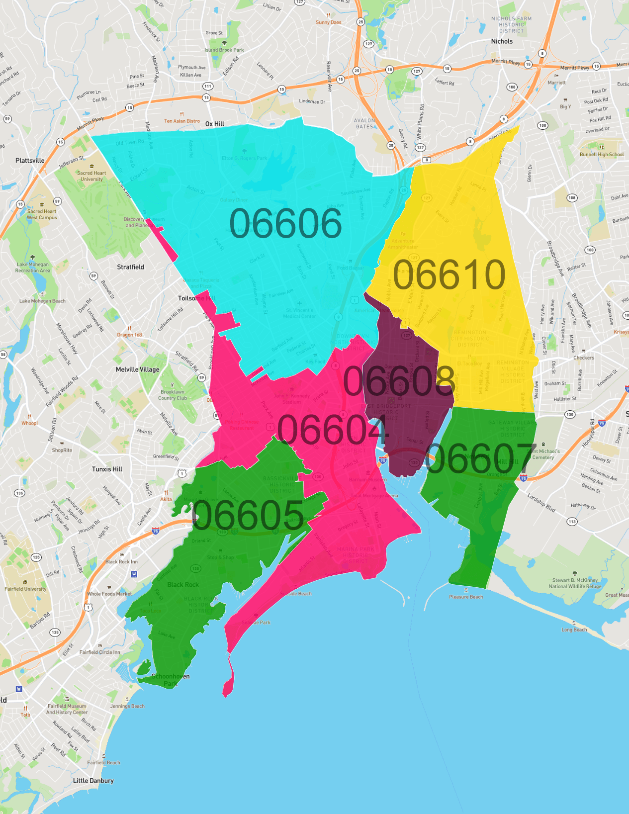 Zip Codes in Bridgeport