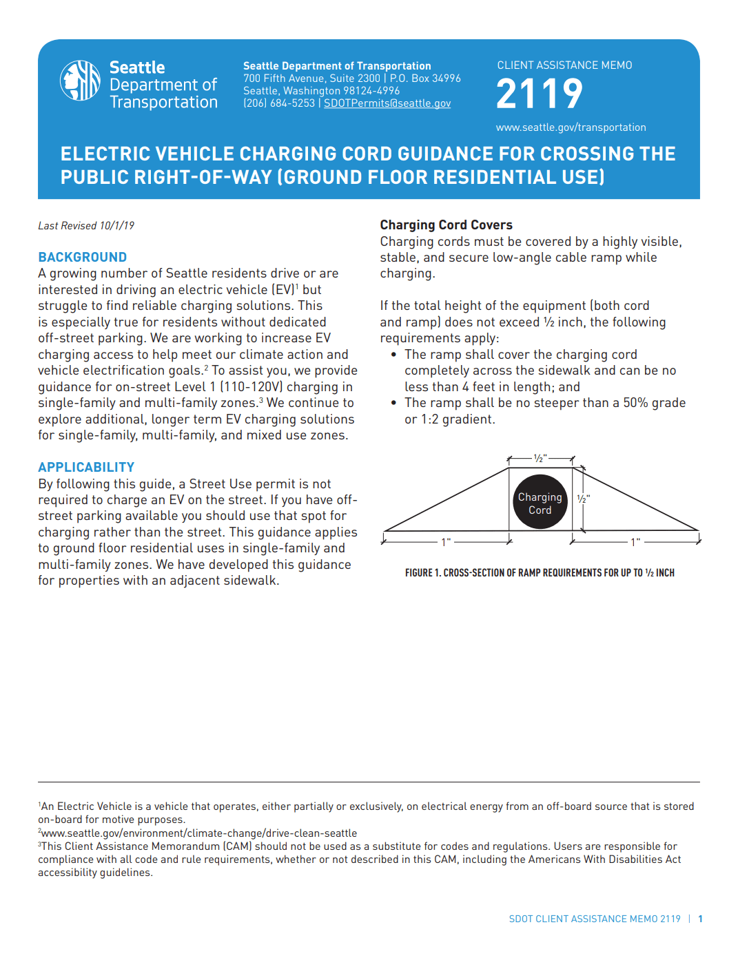Electric Vehicle Charging Cord Guidance For Crossing The Public Right