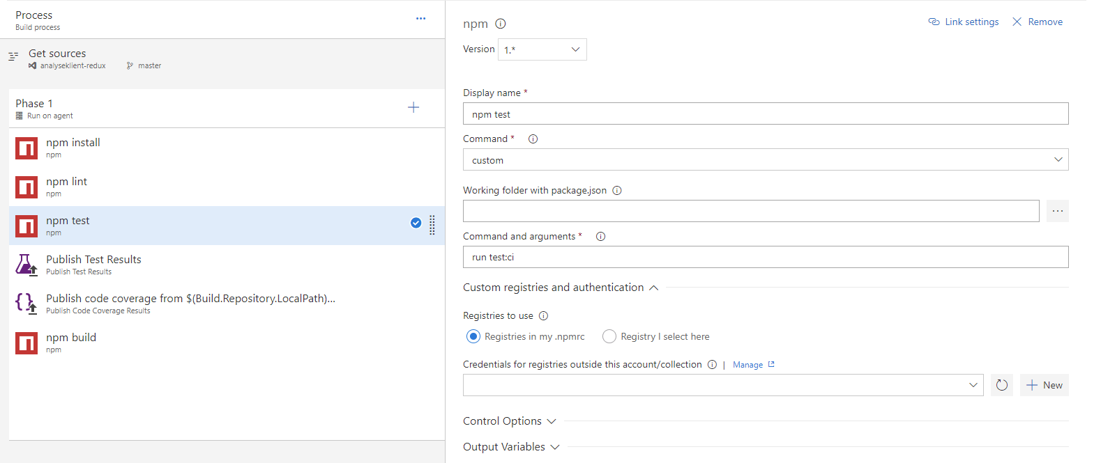 Vsts setting up tests and coverage to run on build for