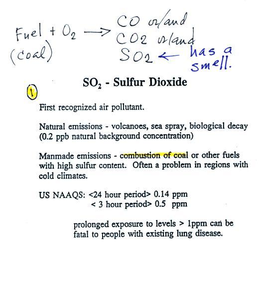 Lecture 3 Air Pollutants pt2 Sulfur dioxide, acid rain, and