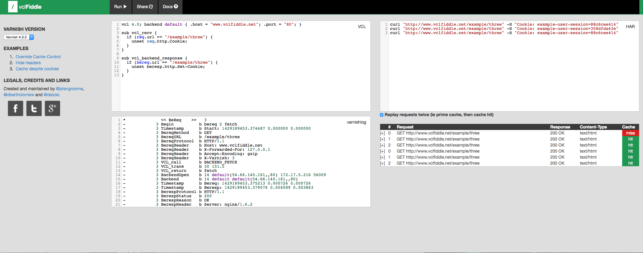 vclFiddle for Varnish Cache AtomicTAG