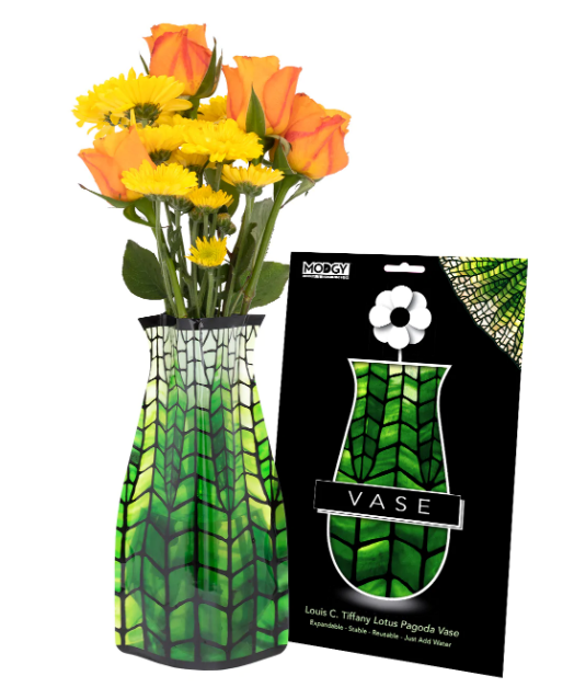 Modgy Expandable Flower Vase Tiffany Green Lotus Pagoda