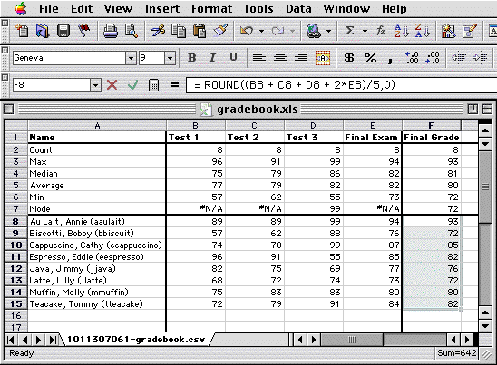 Amherst College IT Calculating Grades with Excel