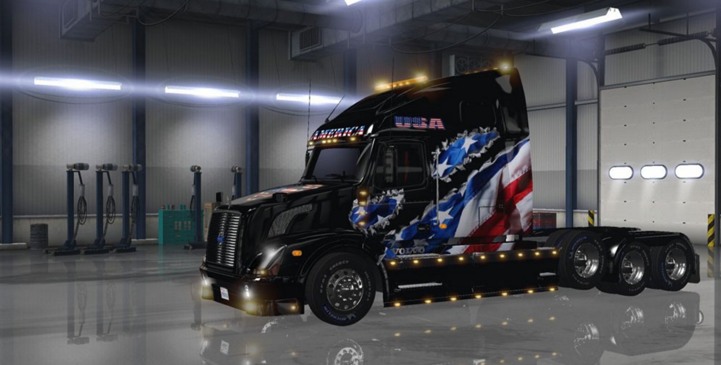 Volvo VNL 670 by Aradeth American Flag Skin Mod ATS Mod
