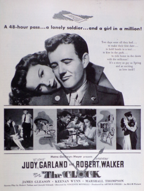 1945 Movie Ad The Clock Judy Garland, Robert Walker, Vintage Movie Ads
