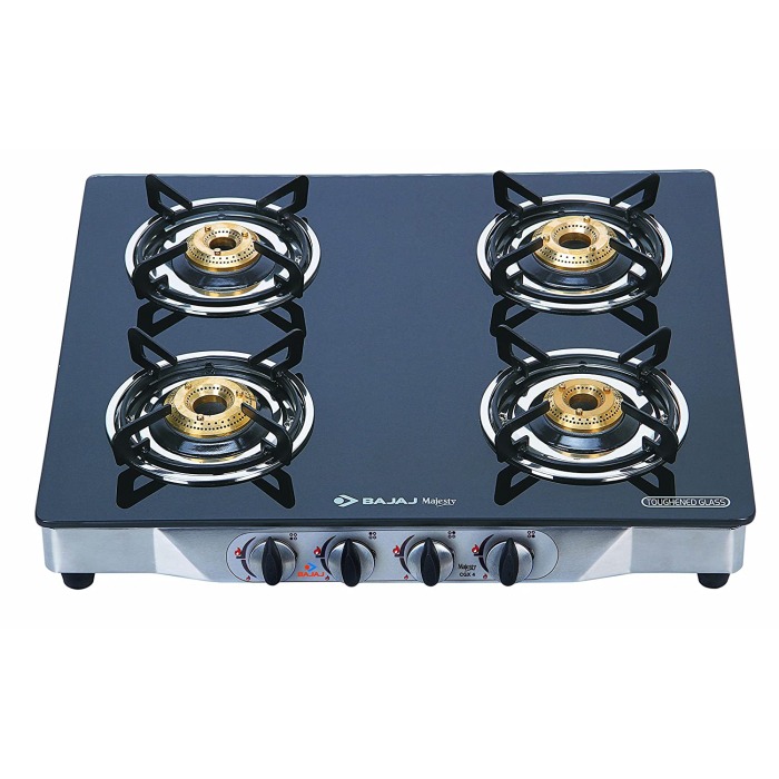 Bajaj CGX4 Stainless Steel 4 Burner Gas Stove, Black and SilverAttinkara