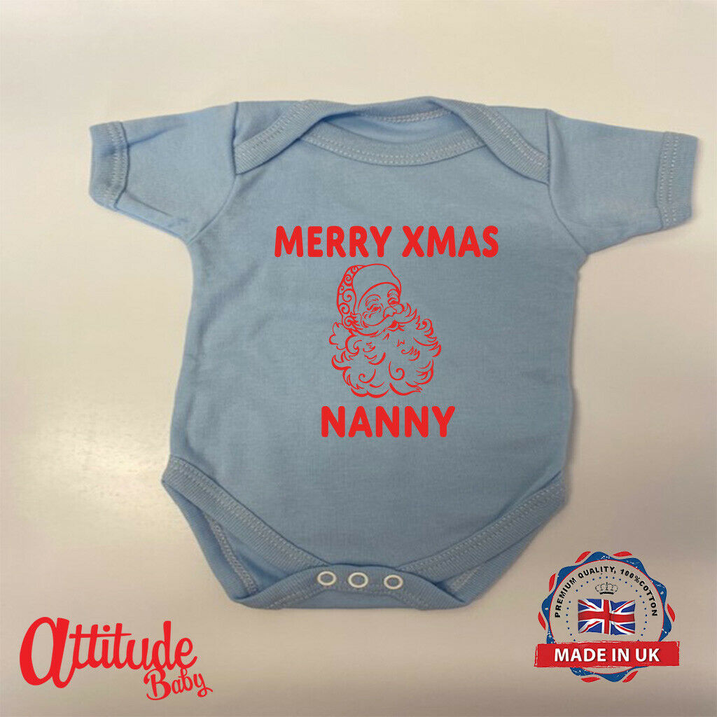 Xmas Baby GrowPrintedMerry Xmas NannyBaby VestsChristmas Baby Grows
