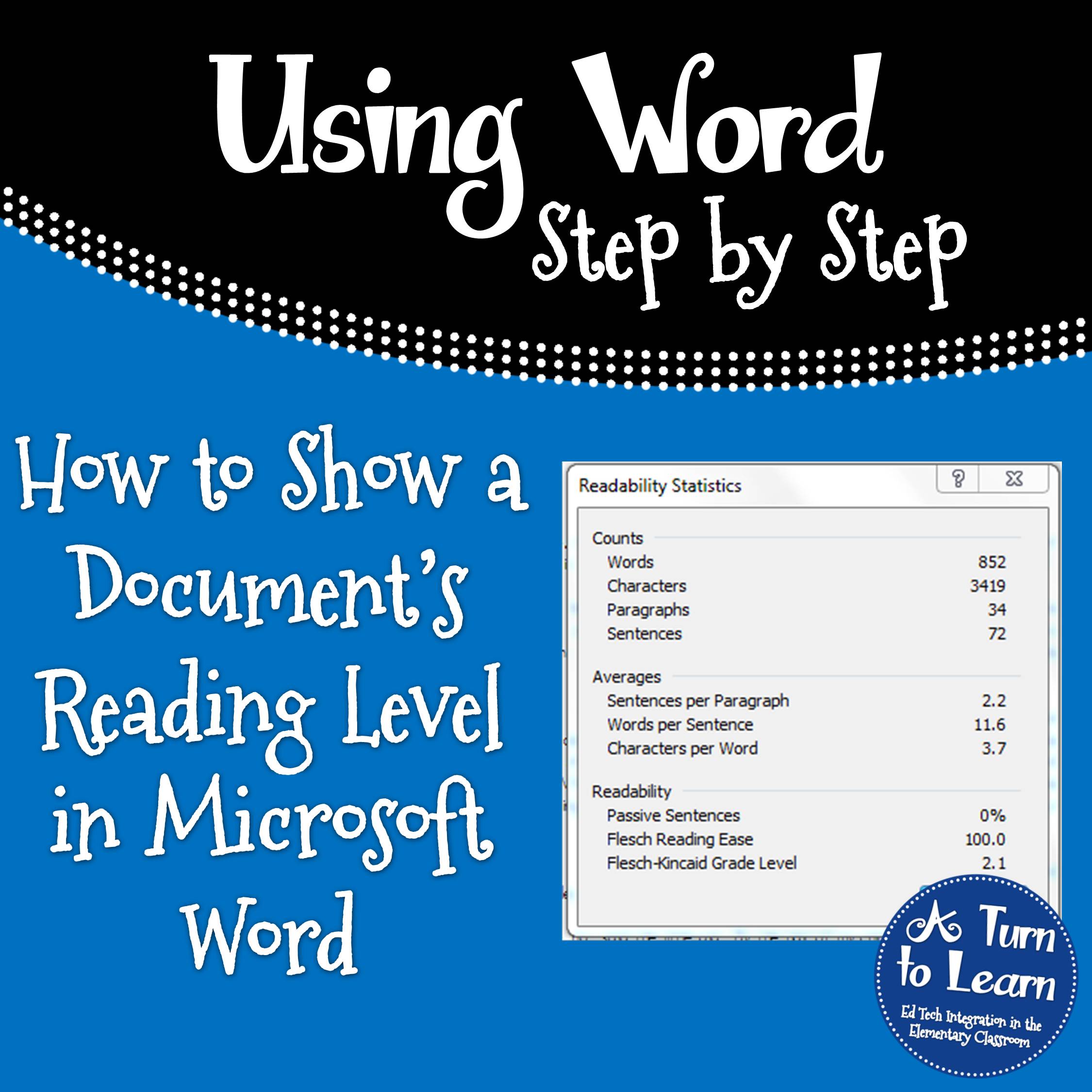 Reflections & How to Show a Document's Reading Level in Word! • A Turn