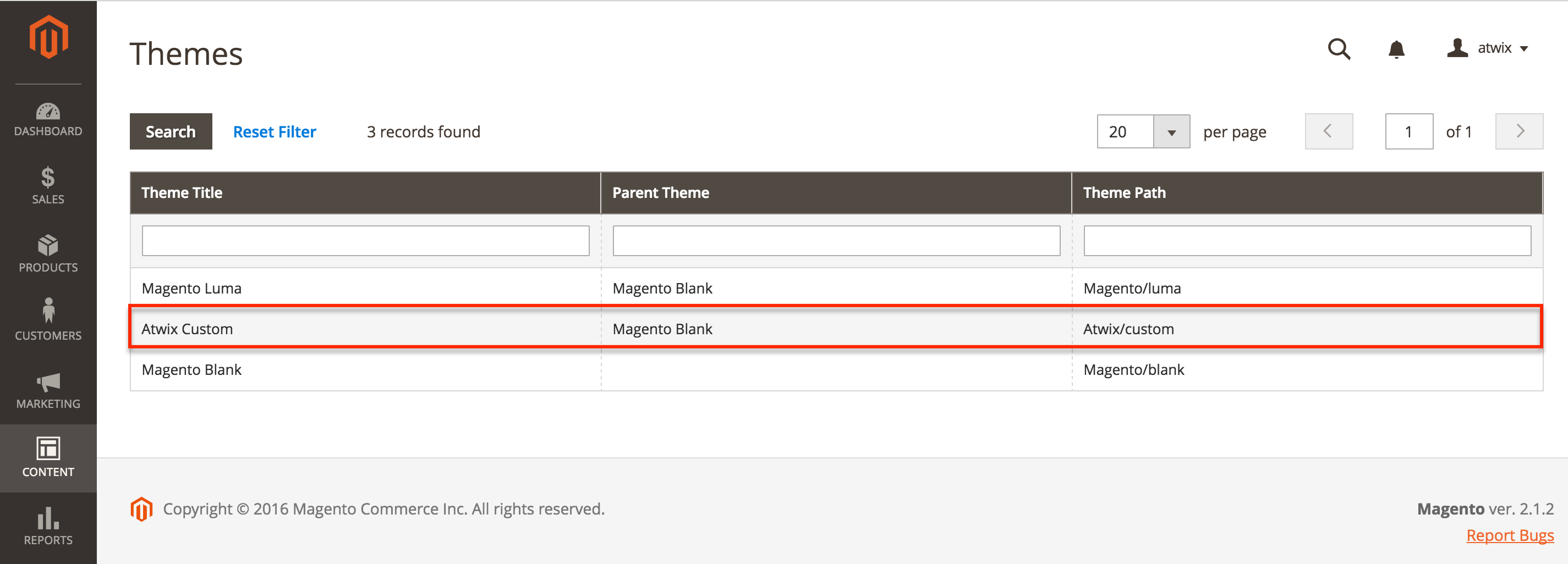 How to register a theme in Magento 2 Atwix
