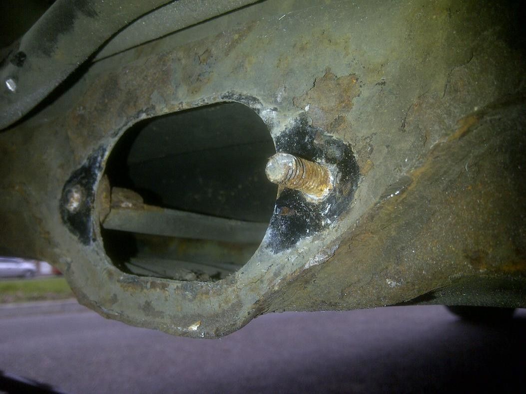 Broken lower gearbox mount bolt removal?