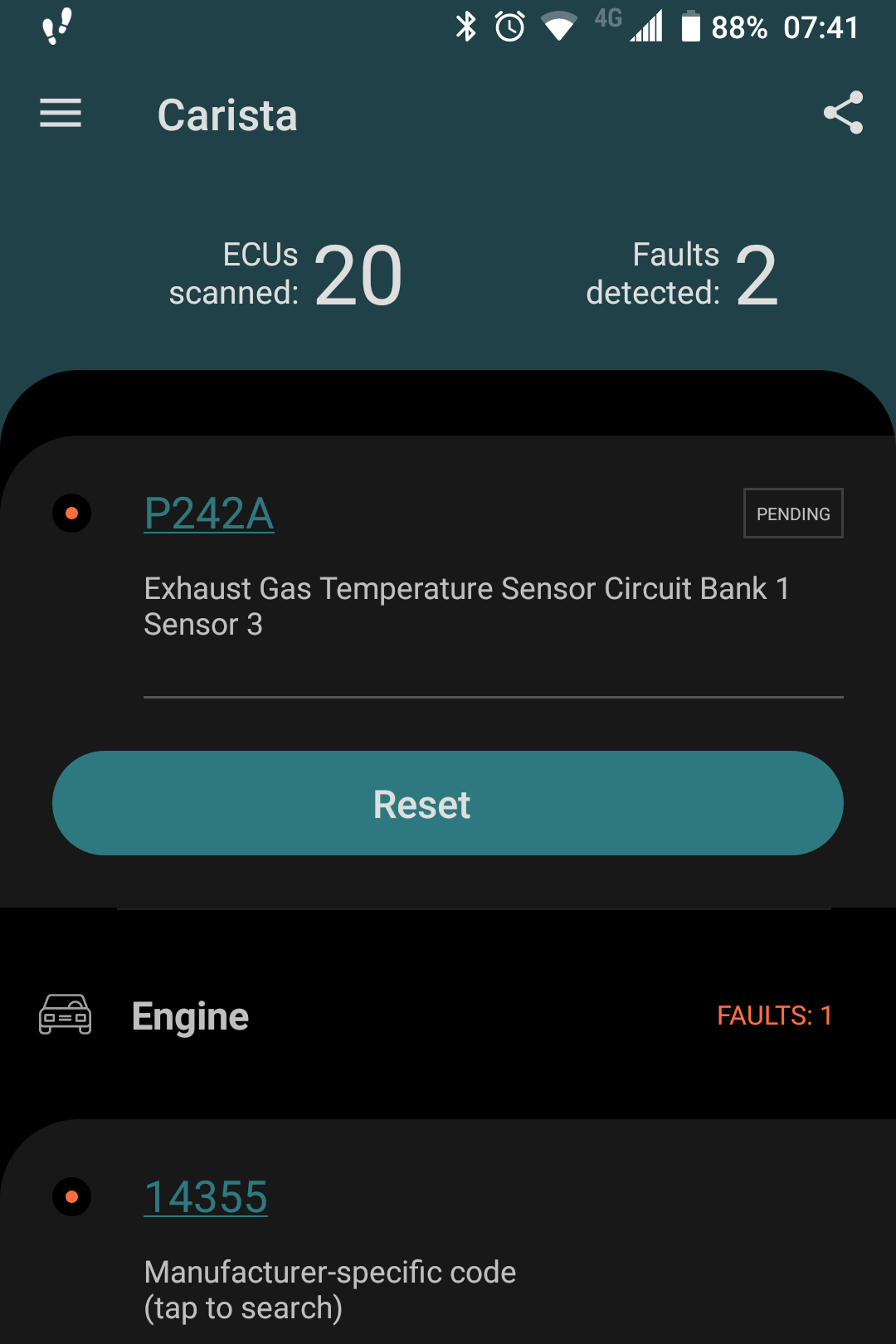 Coil warning light Gas exhaust sensor?