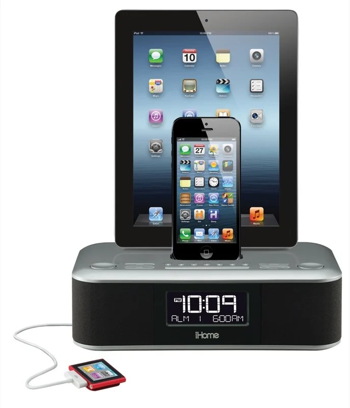 iHome iDL100 Clock Radio with Two Lightning Docks & USB Audioholics