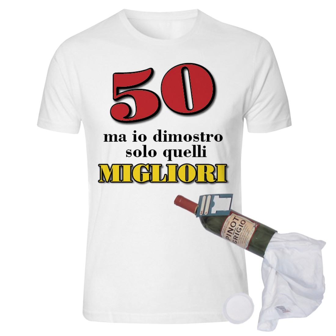 Tshirt in bottiglia compleanno 50 anni spiritosa e divertente