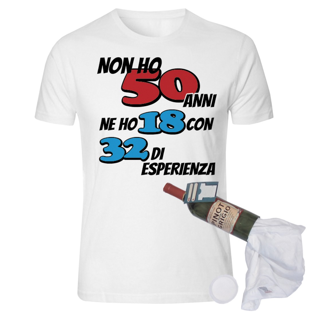 Tshirt in bottiglia compleanno non ho 50 anni spiritosa e divertente