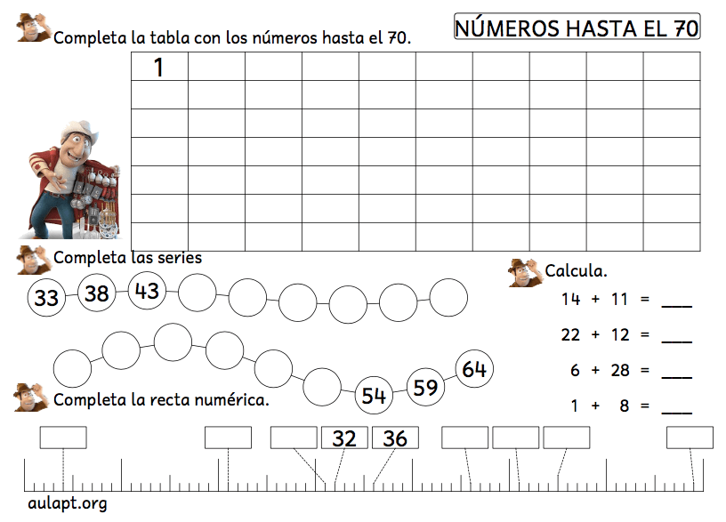 Cuaderno de Tadeo Jones 2 para reforzar la numeración