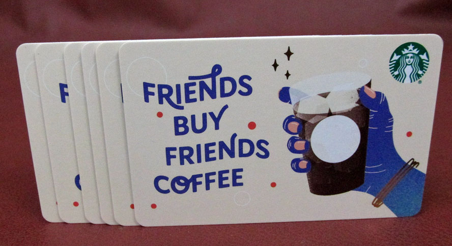 Lot of 6 Starbucks 2019 FRIENDS BUY FRIENDS COFFEE Gift Cards New with