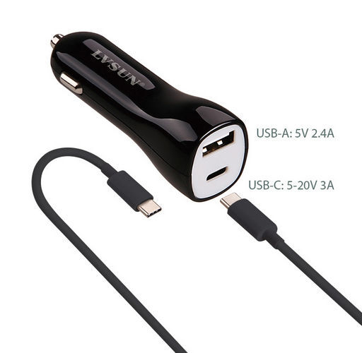 45W Two Port USBC & QC 3.0 Car Charger