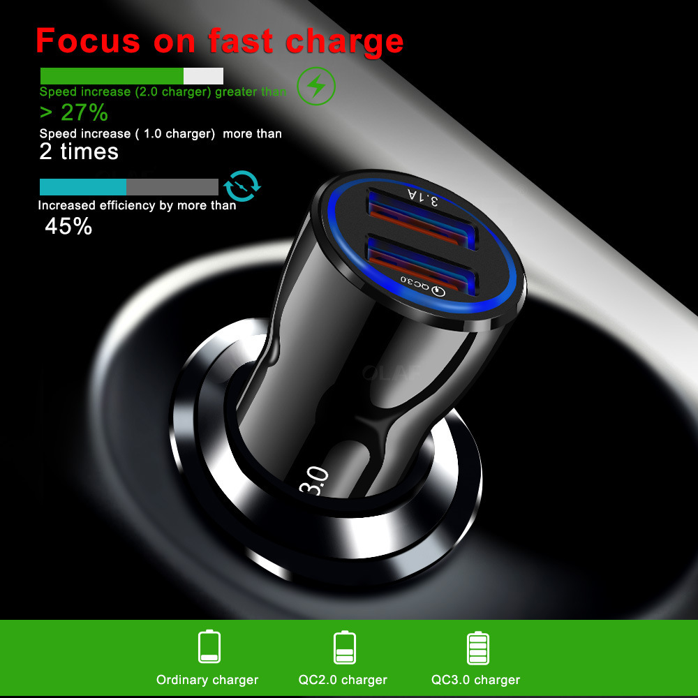 QC 3.0 Quick Charge Dual USB Car Charger