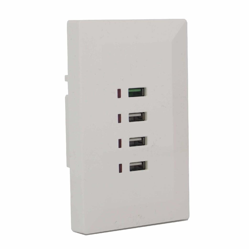 White Quick Charge QC 3.0 Australian Wall Plate with 4 x USB Sockets