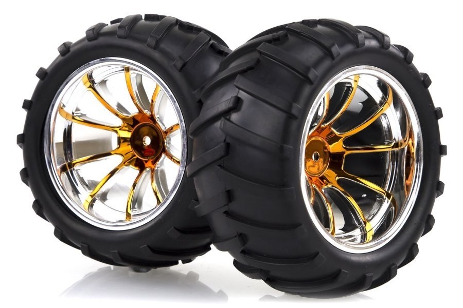 08010D HSP 2.8" Off Road VGroove Tyres on Orange Chrome Rims (2pc)