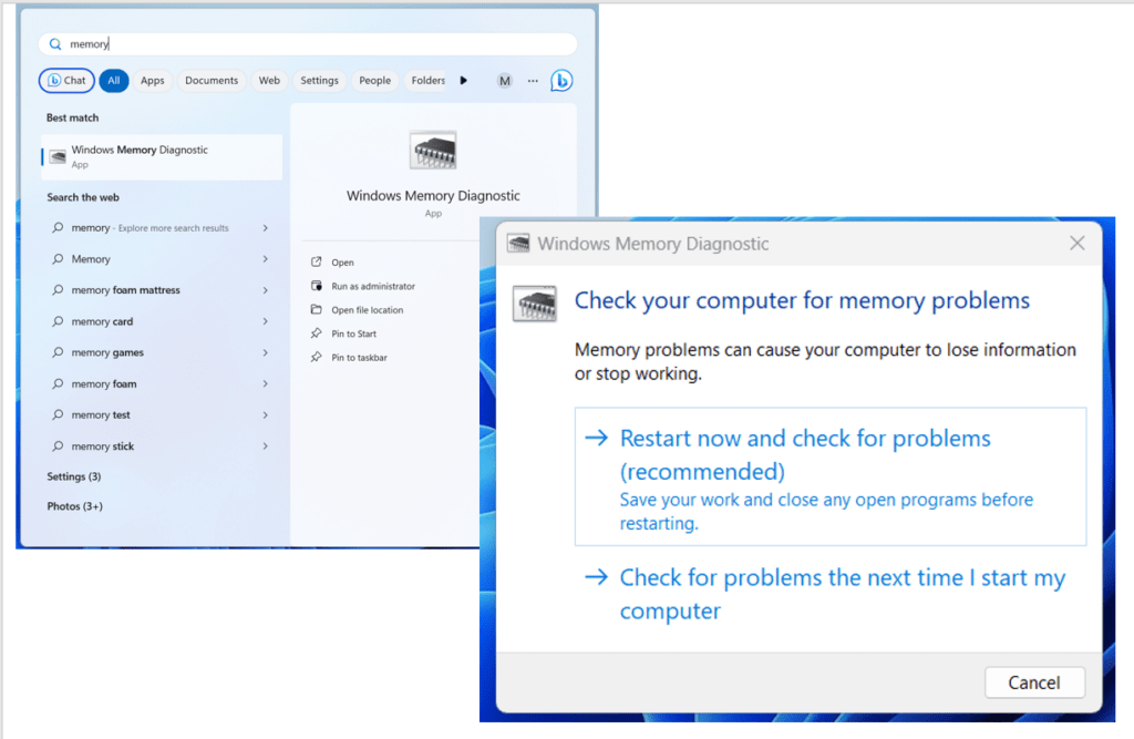 Hardware Problems Detected by Windows Memory Diagnostic Tool