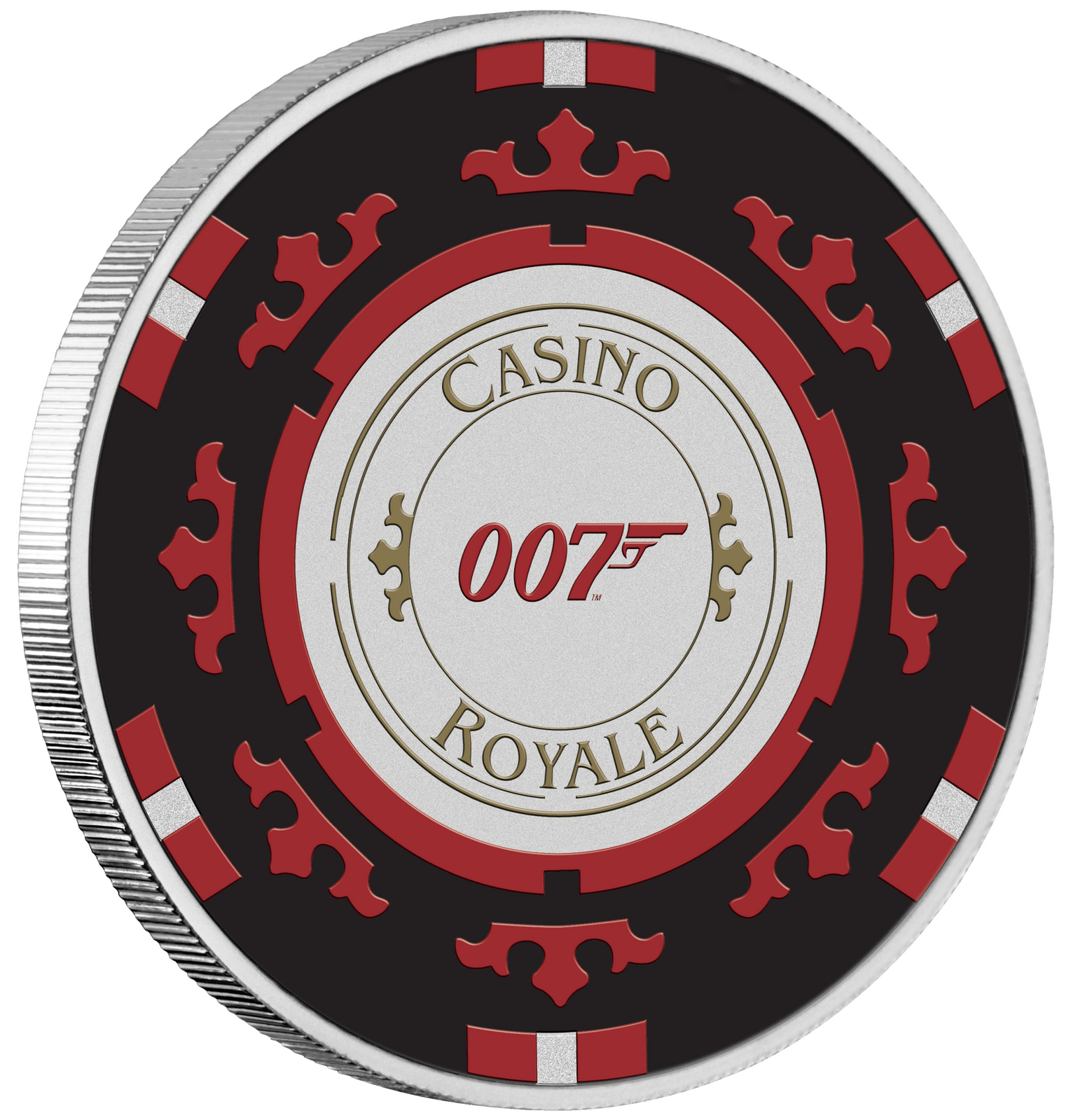 2023 James Bond Casino Royale Casino Chip 1oz Silver Coloured Coin in