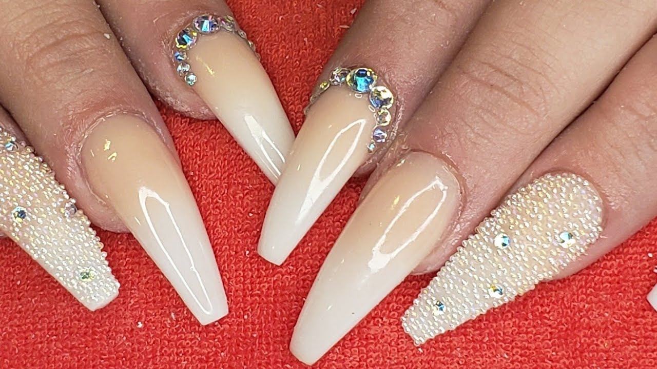 Crystal Baby Boomers Nails Prom nails Acrylic nail tutorial