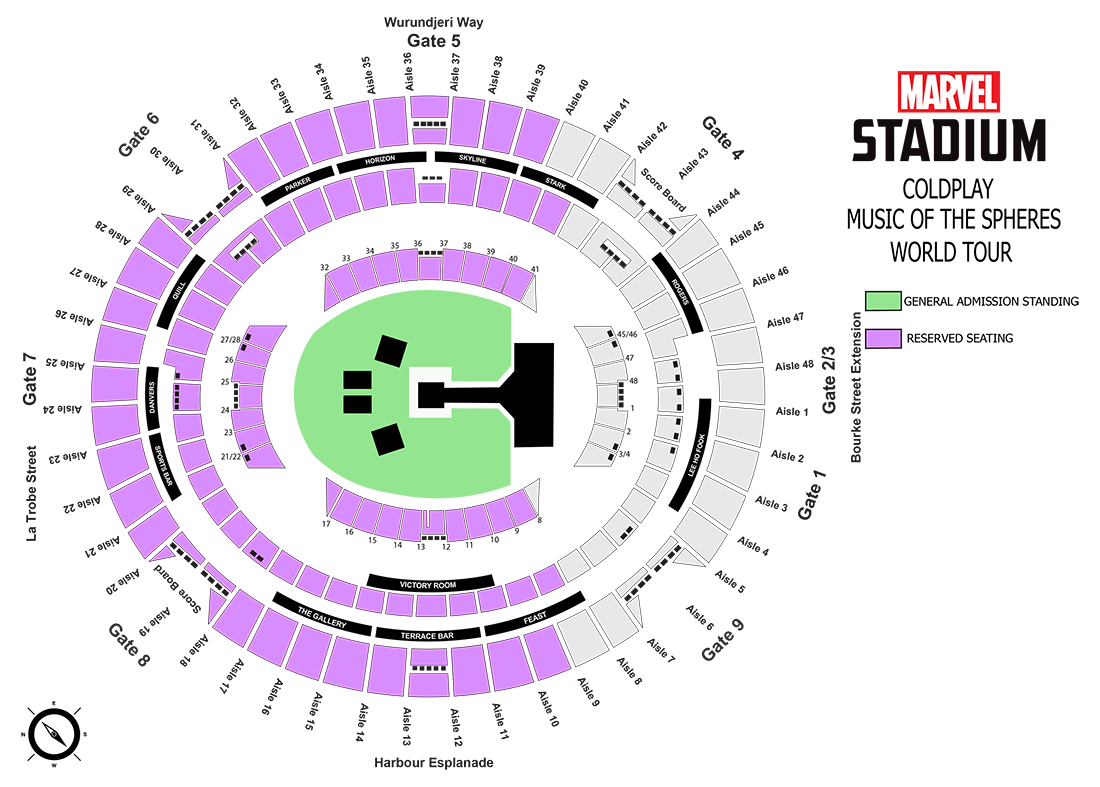 Coldplay Seating Map Marvel Stadium Austadiums