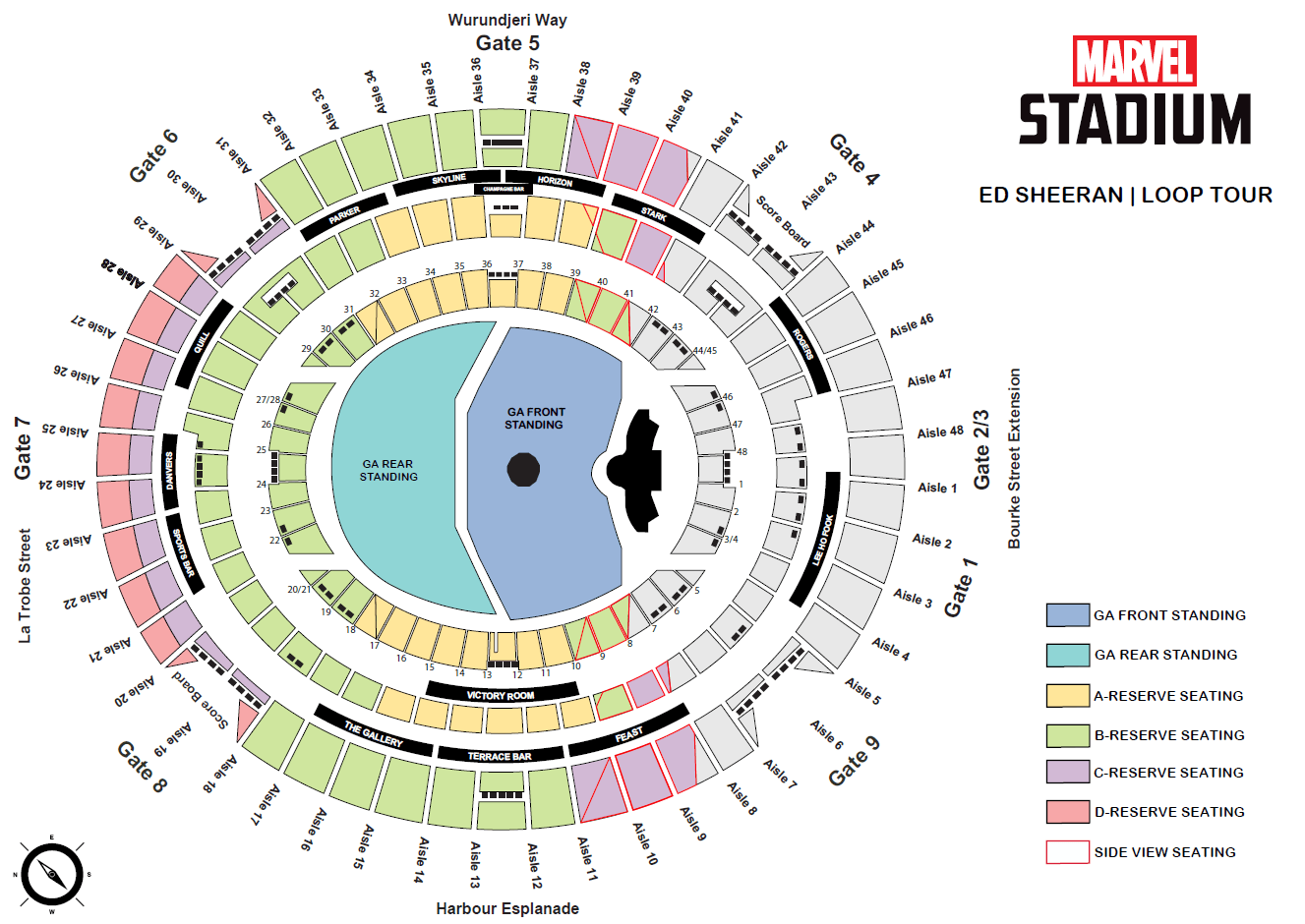Ed Sheeran Seating Map Marvel Stadium Austadiums