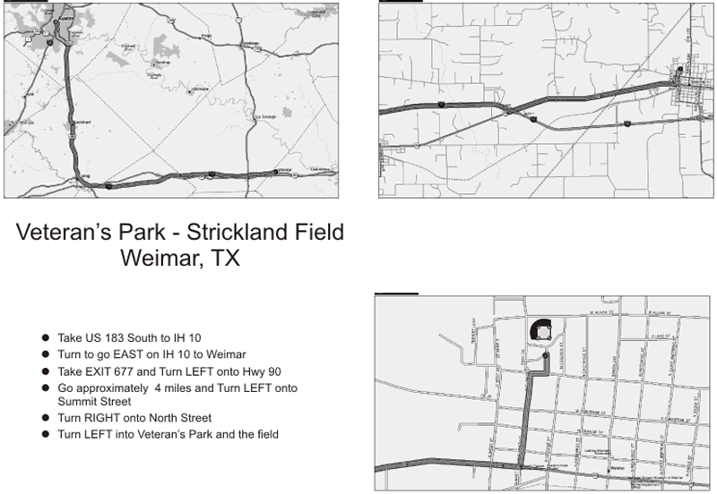 ABUA Map to Weimar Strickland Field