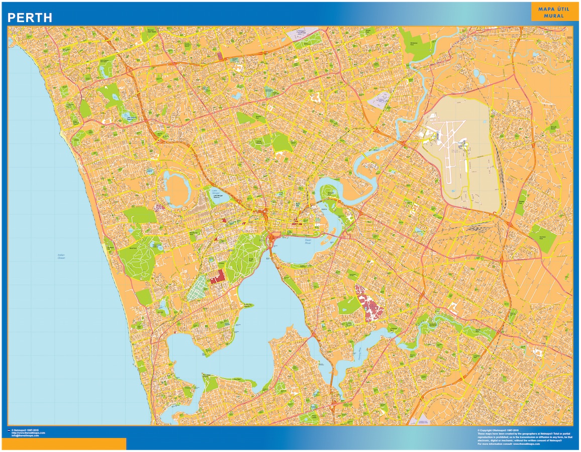 Biggest Perth laminated map Wall maps of the world & countries for