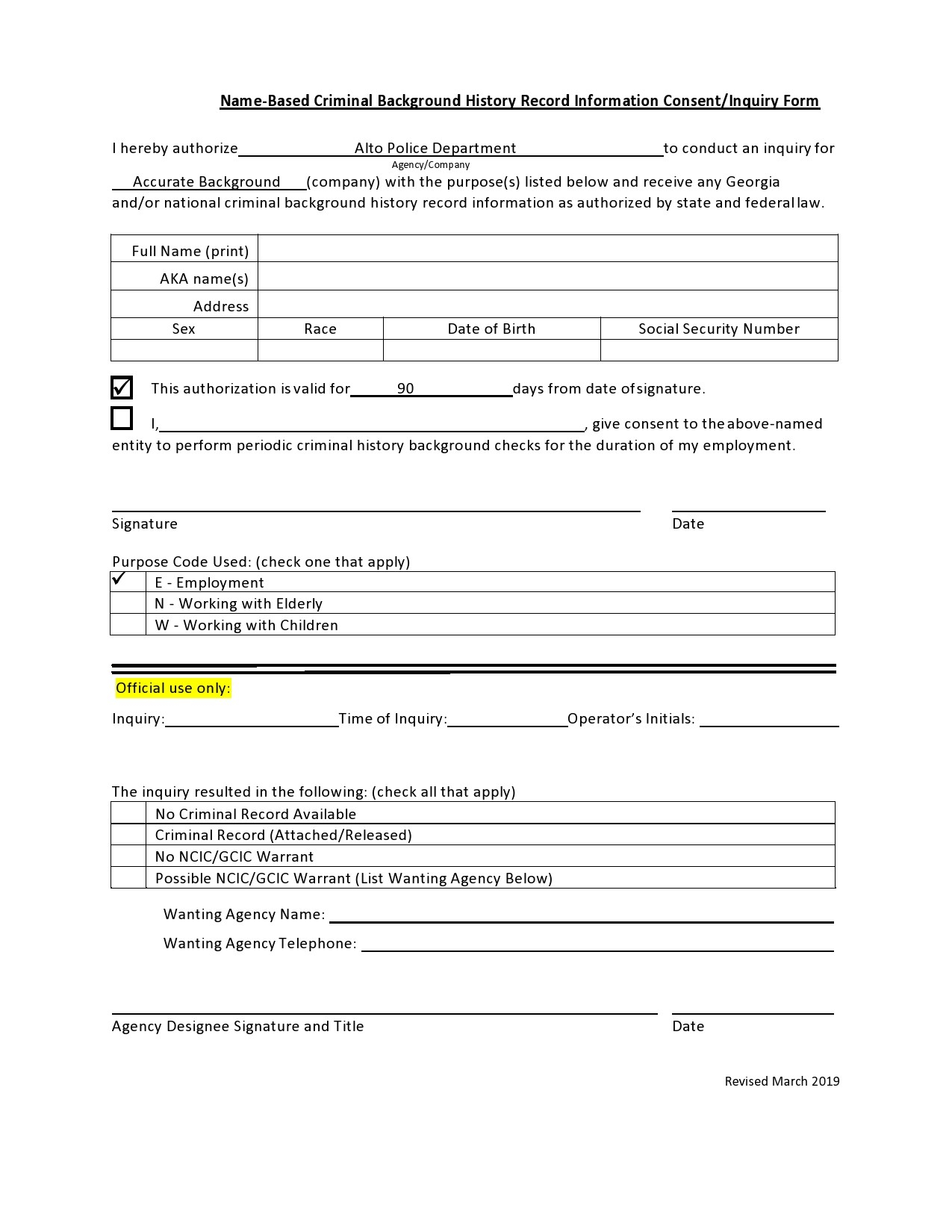 Free Background Check Authorization Form