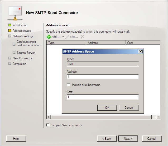 Exchange 2007 global authenticated SMTP service setup