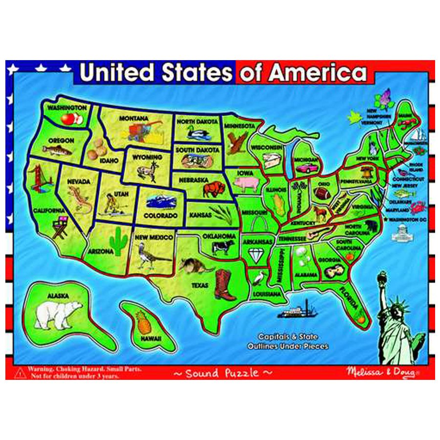 melissa & doug usa map wooden puzzle