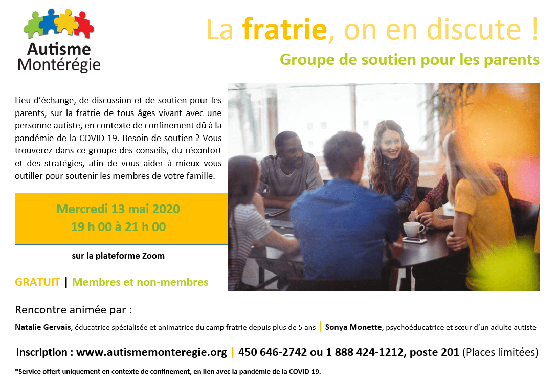 Groupe de soutien pour les parents La fratrie, on en