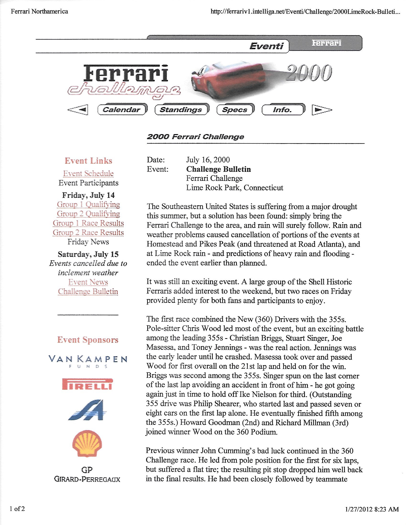 2000 Ferrari F355 Challenge Race Results