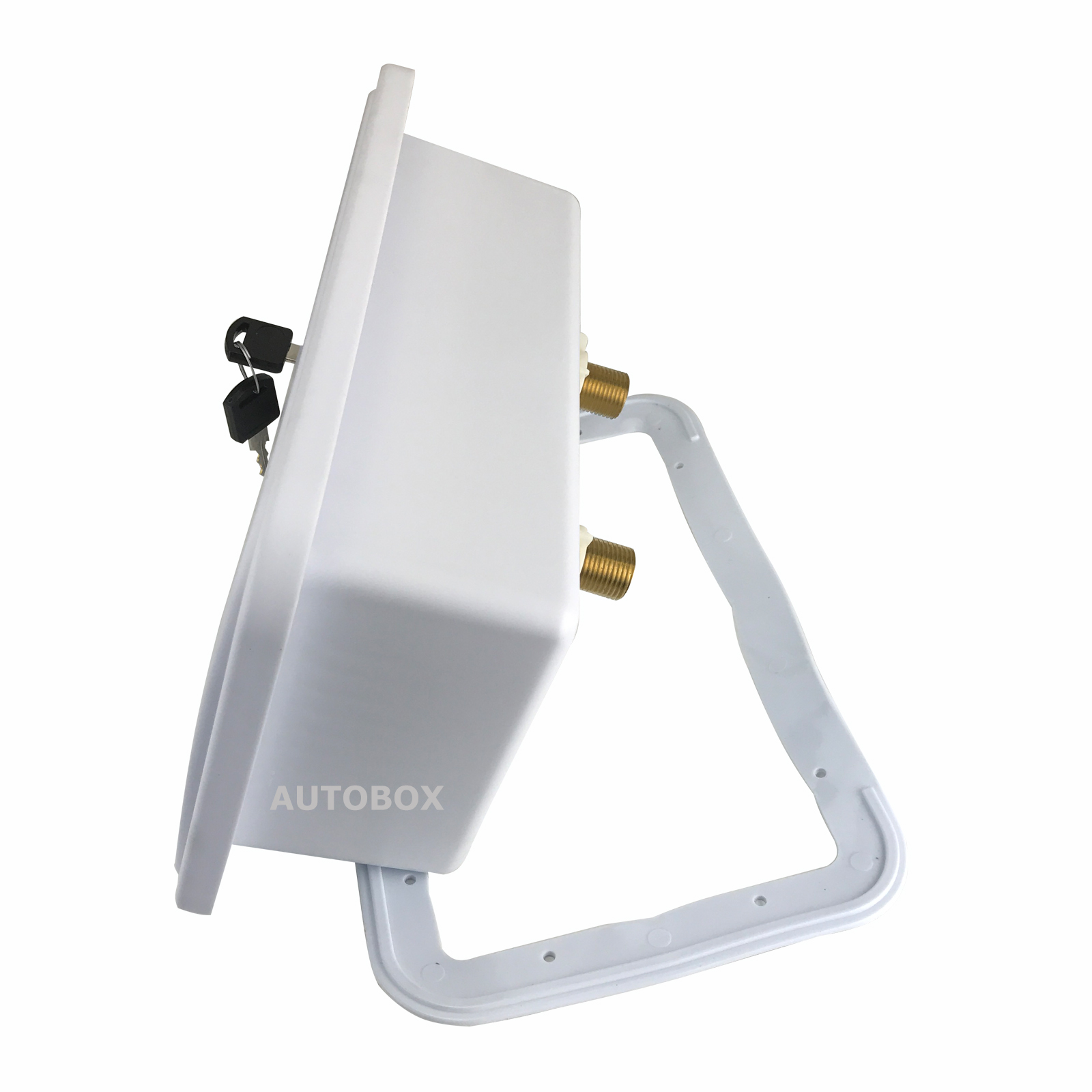 Watermarked White External Shower Box for Caravan Motorhome Camper Boat