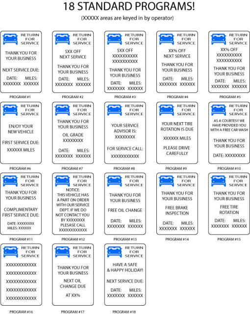 Oil Change Reminder Sticker Printer